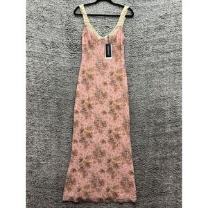 NWT Tiger Mist Amaran V‎ Neck Bodycon Maxi Dress Pink Camo Floral Womens Size M